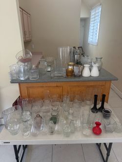 Large Lot of Glass Vases and Vessels