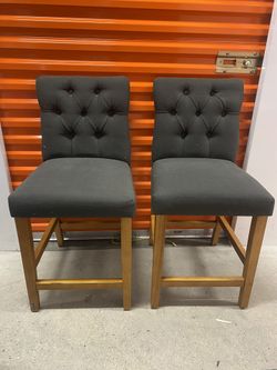 2 Gray Bar Height Stool Chairs