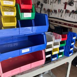 Miscellaneous stackable plastic bins