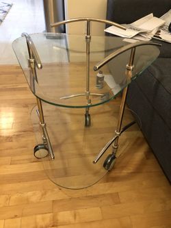 Rolling Glass Table - 2 levels!