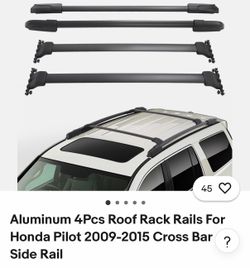 Aluminum 4Pcs Roof Rack Rails and Cross Bar For Honda Pilot 2009-2015