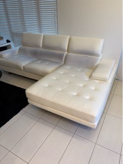 White leather sectional