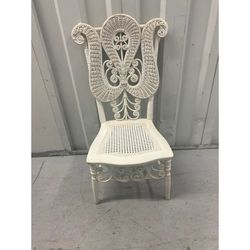 Antique Heywood Wakefield White Wicker Fancy Chair, c.1900