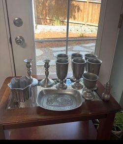 Pewter Vintage Cups Goblets Leonard Candlestick Holders