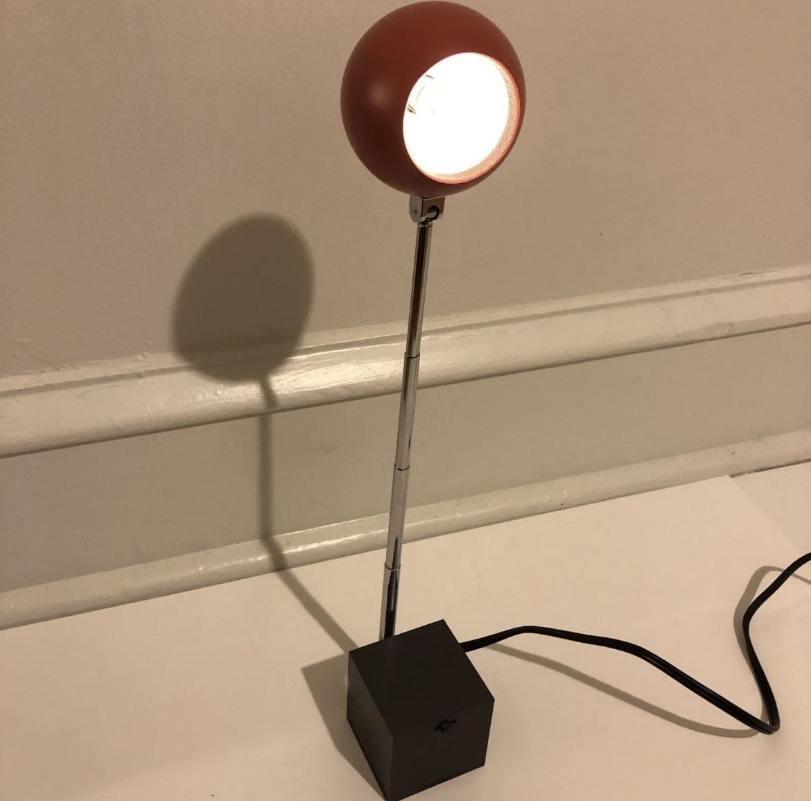 Vintage 1960’s LIGHTOLIER Lytegem Telescopic Ball Desk Lamp Mid Century Modern Orange