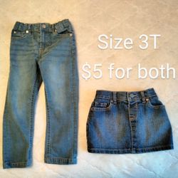 Girl 3T Jeans And Skort