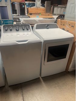 Set. Top load ge washer and gas dryer ge profile white