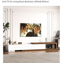 82-110" Extendable TV Stand, Wood Reversible Media Console with 2 Drawers, Modern Entertainment Center for Up to 120 Inch TV for Living Room Bedroom, 