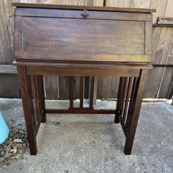 Wooden Secretary, Desk With Bee Accent