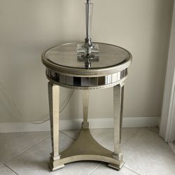 Horchow Champagne Gold Mirrored Accent Side Table 