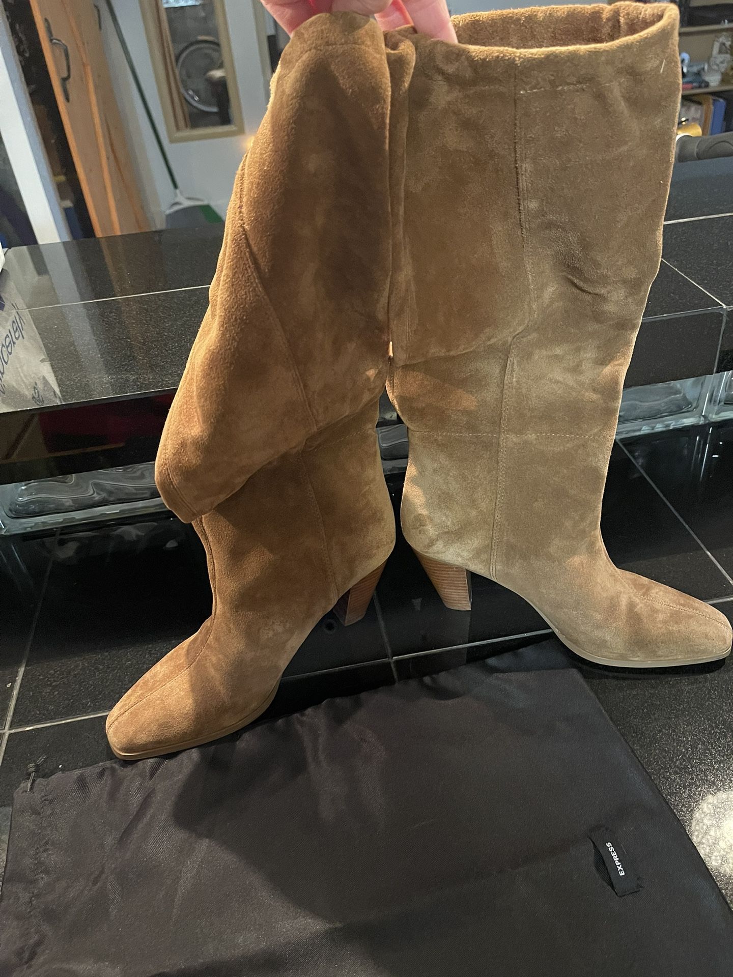 Brown express knee High slouch Boots