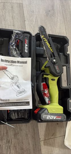 Chainsaw 6 Inch Cordless, 2 Rechargeable Batteries Powered (All 40V Large Capacity) and Charger, 90 Cuts, 3 Chains Electric Chainsaw Handheld for Tree