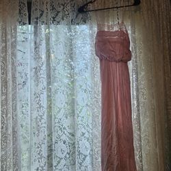 Long Pink Lace Slip Dress