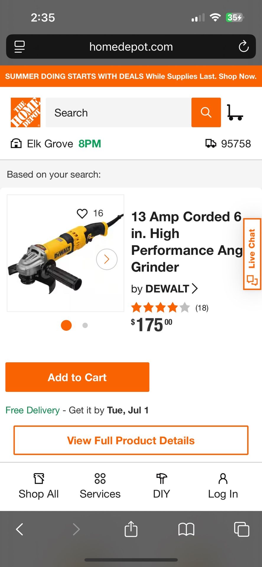 Dewalt 6” Grinder New 