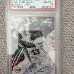 💥RONALD ACUNA JR AUTO💥2019 PANINI DIAMOND KINGS AUTO HOLO PSA 10 POP 1