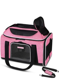 Petskd Top-Expandable Pet Carrier 17x11x9.5 Inches Alaska Airline Approved, Soft-Sided Carrier for Small Cats and Dogs with Locking Safety Zippers and