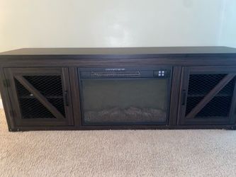 62” tv console w/ LED lighting and fireplace