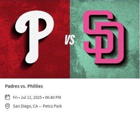 Padres vs Phillies Friday July 11