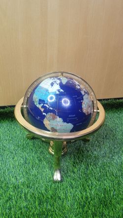 Gemstone globe 14" tall with compass