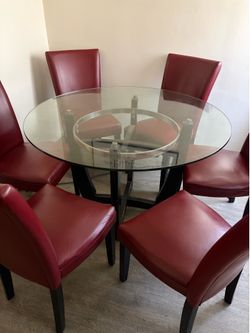 Round Glass Table With 6 Chairs