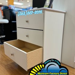 Three Drawer White Compressed Dresser