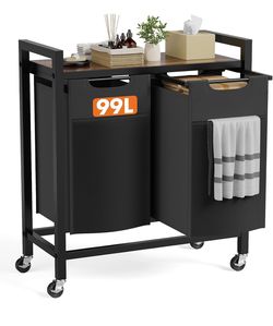 Laundry hamper wood top