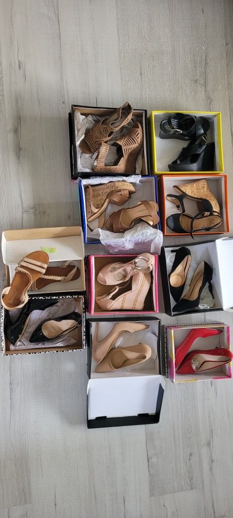 Several size 6 wedges and pumps