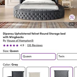 Queen Size Velvet Storage Bed