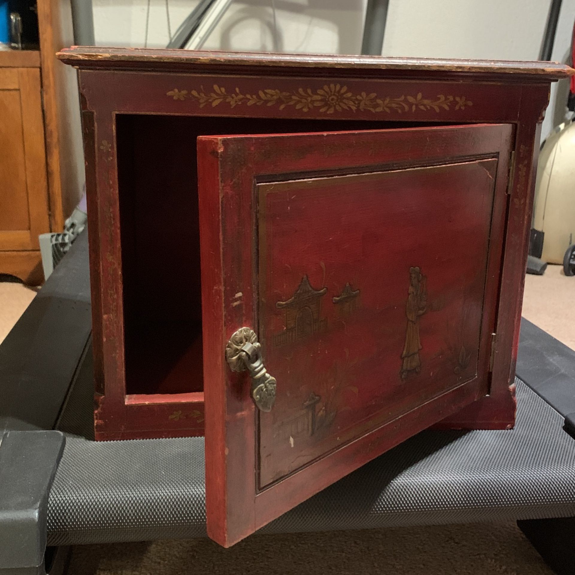 Antique  Small Chinese Red Cabinet