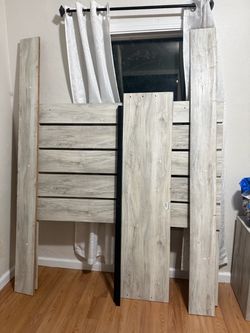 In good condition queen size bed frame and a nightstand