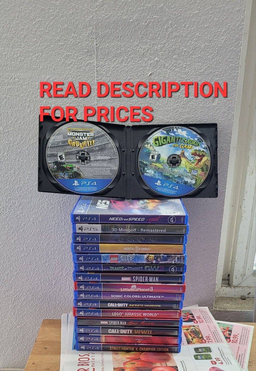 PS4 GAMES, READ DESCRIPTION FOR PRICES AND AVAILABILITY, GOOD CONDITION