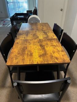 6 reliable chairs, Foldable wood table
