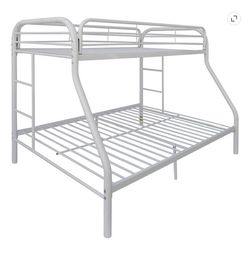 White Metal Twin over Full Bunk Bed Frame