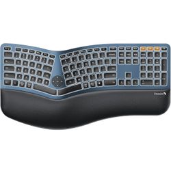 ProtoArc Backlit Bluetooth Ergonomic Keyboard, EK01 Plus Full Size Wireless Split Keyboard with Dual Bluetooth and USB, Cushioned Wrist Rest, Recharge