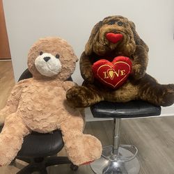 Stuffed Teddy Bear And Stuffed Dog 