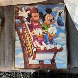 framed art print titled "Mickey & Friends: Rollercoaster" by Walt Disney. 