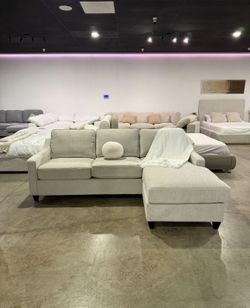 Modern Sectional Couch w/ Storage Ottoman — Compact 90” 