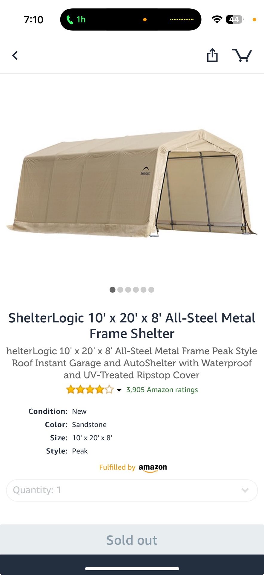 Shelter Logic 10x20x8 All Steel Metal Frame Shelter
