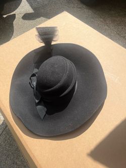 Vintage Black Womens Wide Brim Hat