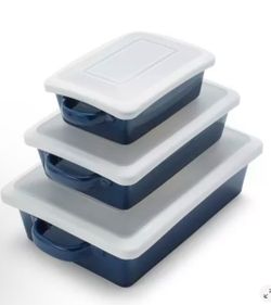 Sur La Table Stoneware 3-Piece Baker Set w/ Lids