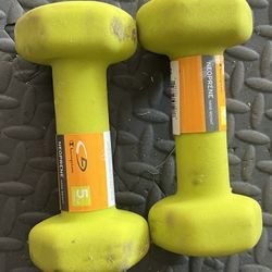 Brand New of Neoprene 5 LB Dumbbels. Yellow color