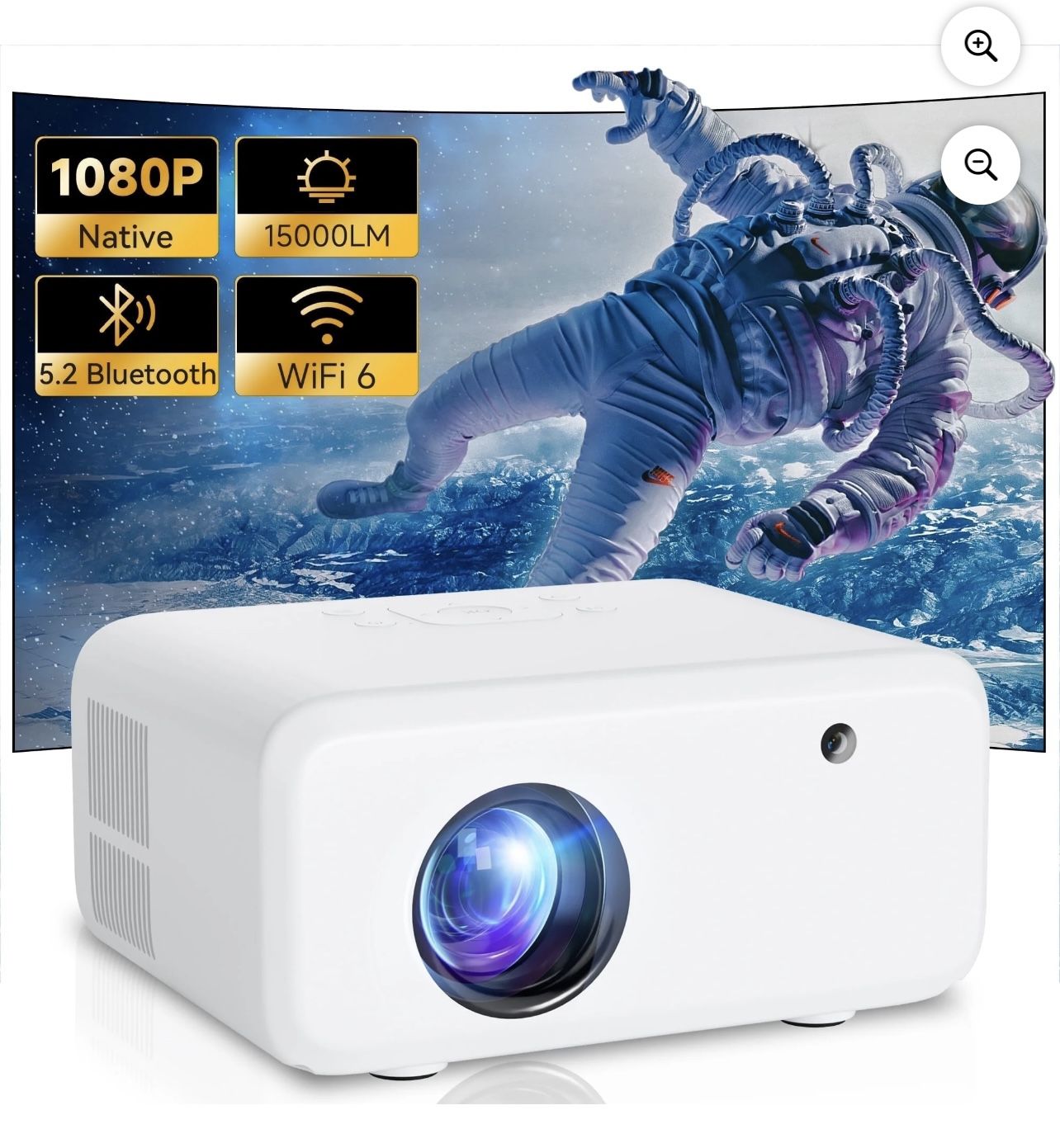 Projector with WiFi and Bluetooth,1080P Outdoor Movie Projector, 250" Display Smart Home Theater