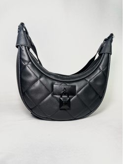 Steve Madden Black Quilted Crescent Shoulder Bag