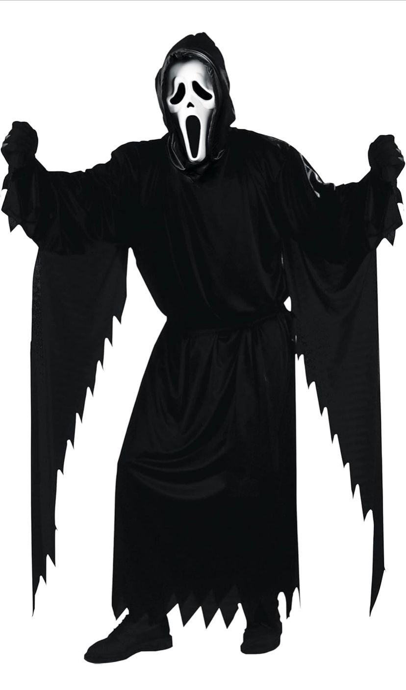 New Adult Scream Ghost Face Costume, Includes Mask, Robe, Sash, Gloves and Prop Knife
