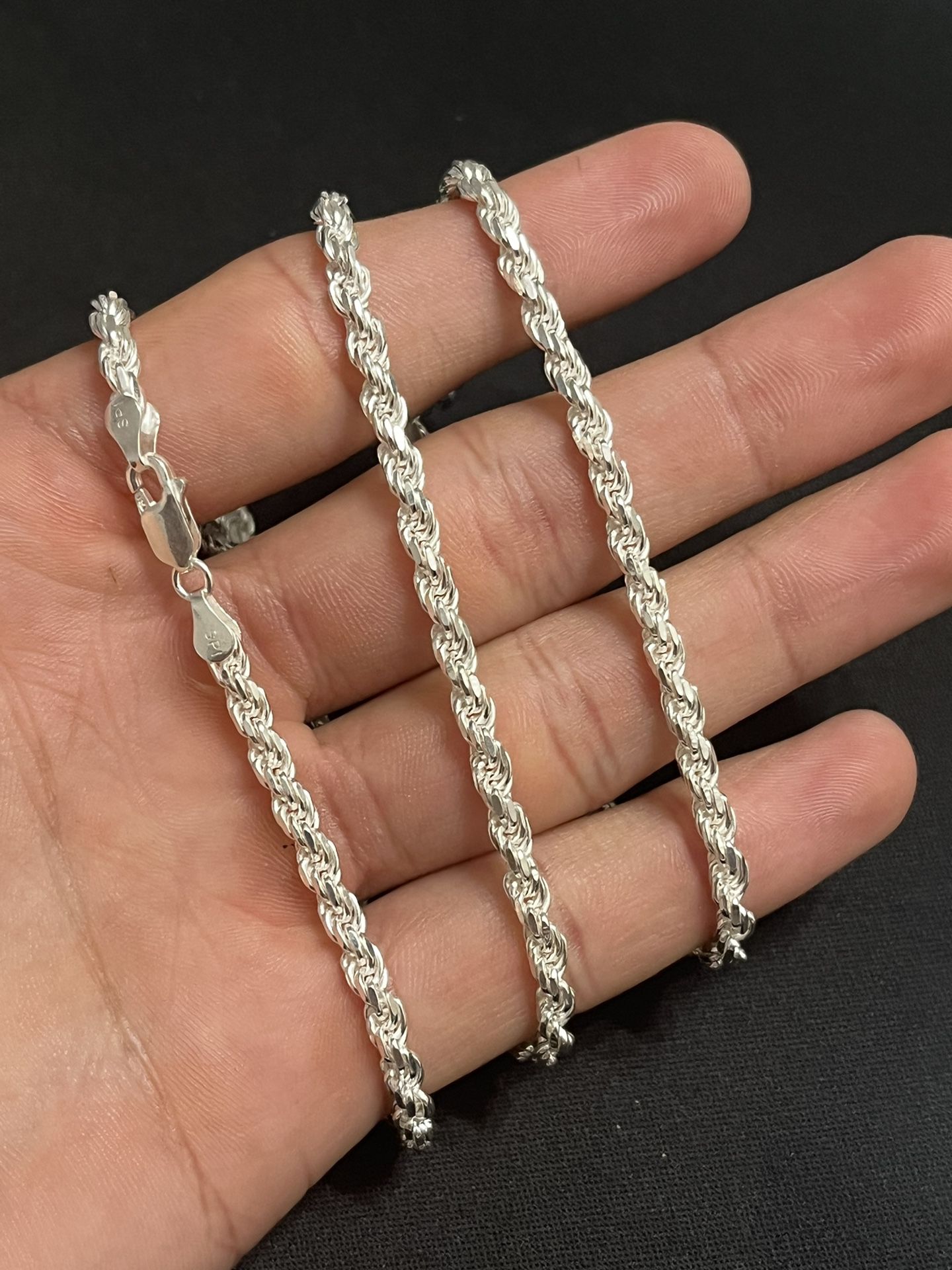 Solid Sterling Silver Rope Chain 4mm 26”