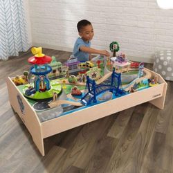 Wooden Play Table – 73-Piece Set, New in Box 🚒✨ 