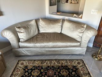 MAKE OFFER - Silk Sofa & 2 Matching Chairs - Marge Carson Designer Furniture