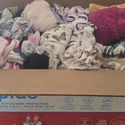 BOX FULL OF BABY GIRL CLOTHES