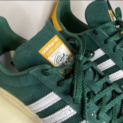 Adidas X Atmos X Cook Campus 80s Dark  Green Yellow Suede Low Top Men's Sneakers