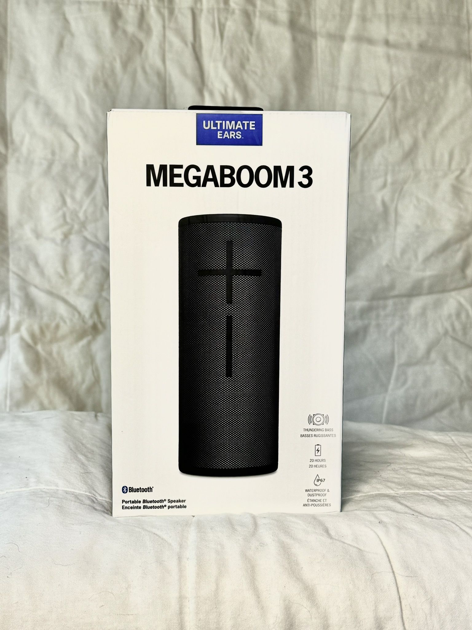  Ultimate Ears MEGABOOM 3 Portable Wireless Bluetooth Speaker, SEALED, Black, Battery, Waterproof